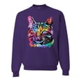 thumbnail image 1 of Cute Cat | Dean Russo Art Animal Lover Unisex Crewneck Sweatshirt, Purple, Large, 1 of 6