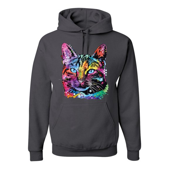 Cute Cat | Dean Russo Art Animal Lover Unisex Hoodie Sweatshirt, Charcoal, X-Large