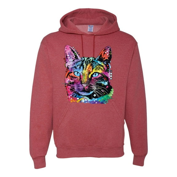 Cute Cat | Dean Russo Art Animal Lover Unisex Hoodie Sweatshirt, Vintage Heather Red, 3X-Large