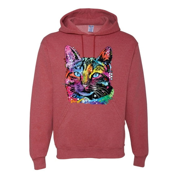 Cute Cat | Dean Russo Art Animal Lover Unisex Hoodie Sweatshirt, Vintage Heather Red, 3X-Large