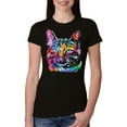 thumbnail image 1 of Cute Cat | Dean Russo Art Animal Lover Womens Slim Fit Junior Tee, Black, Small, 1 of 6