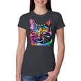 thumbnail image 1 of Cute Cat | Dean Russo Art Animal Lover Womens Slim Fit Junior Tee, Dark Grey, X-Large, 1 of 6