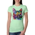 thumbnail image 1 of Cute Cat | Dean Russo Art Animal Lover Womens Slim Fit Junior Tee, Mint, Large, 1 of 6