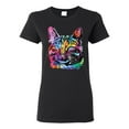 thumbnail image 1 of Cute Cat | Dean Russo Art Animal Lover Womens T-Shirt, Black, Large, 1 of 6