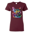 thumbnail image 1 of Cute Cat | Dean Russo Art Animal Lover Womens T-Shirt, Maroon, X-Large, 1 of 6