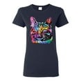 thumbnail image 1 of Cute Cat | Dean Russo Art Animal Lover Womens T-Shirt, Navy, Small, 1 of 6