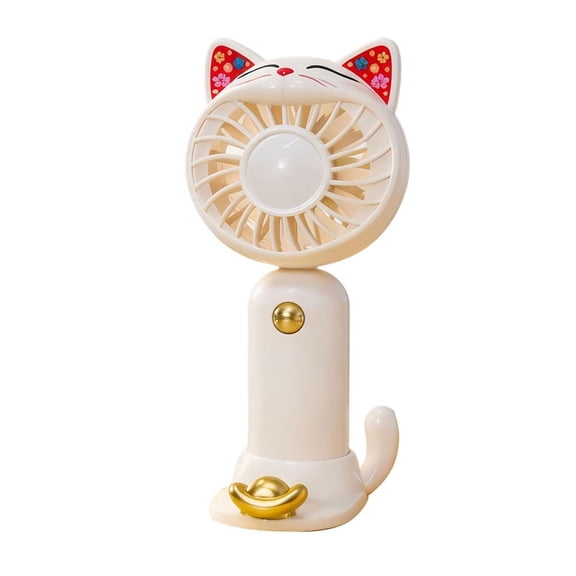Cute Cat Desk Fan, USB Rechargeable Mini Fan, 3-Speed Portable Desktop Fan, Cartoon Lucky Cat Fan for Home Office, Gifts & Summer Cooling