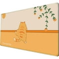 thumbnail image 1 of Cute Cat Desk Mat XL -31.5x15.7in- Kawaii Escaping Orange Cat Desk Pad-Moon Floral Keyboard Mat-with Non-Slip Base Stitched Eges, 1 of 6