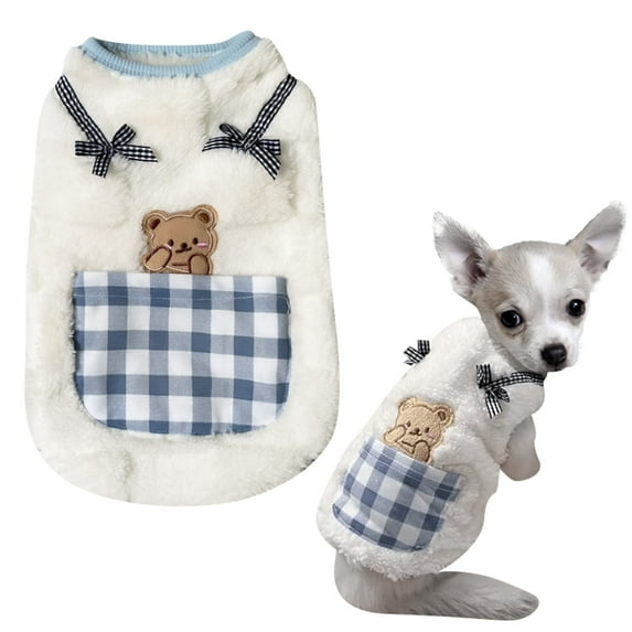 Cute Cat Dog Sweater Warm Soft Turtleneck Pullover With Bow Plaid Pocket Cozy Pet Clothes For Indoor Cats Small Medium Dogs
