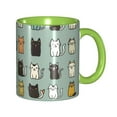 thumbnail image 1 of Cute Cat Doodle Coffee Mug Fun Custom Ceramic Mugs 11oz Green, 1 of 5