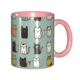 thumbnail image 1 of Cute Cat Doodle Coffee Mug Fun Custom Ceramic Mugs 11oz Pink, 1 of 5