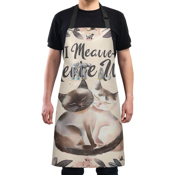 Cute Cat Draw Chef Kitchen Apron with Pockets for Women Waterproof Aprons for Cooking Baking