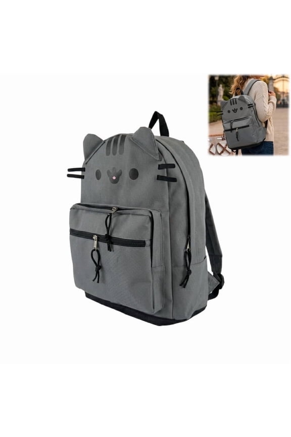 Cute Cat Ear Backpack, Cat Face Backpack, Lightweight Kawaii Casual Travel Daypack with Multi Pockets, Waterproof for Work Daily