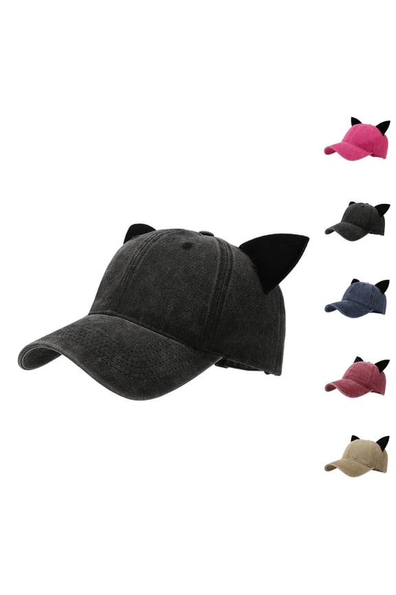 Cute Cat Ear Baseball Cap for Men Women Wide Brim Funny Baseball Hat