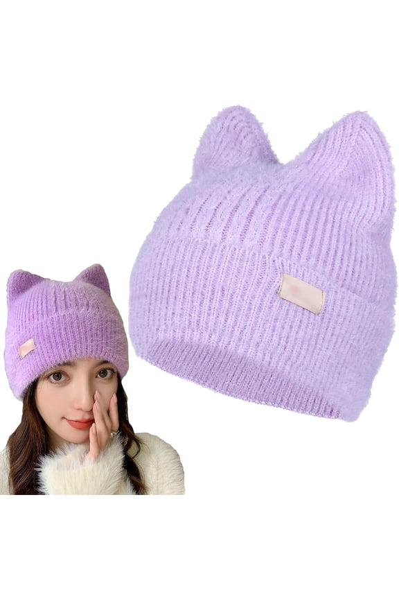 Cute Cat Ear Beanie Hat, Stellaya Cat Ear Beanie Hat, Cat Ear Winter Hat, Cat Ear Hat Cute Beanie Hat Knit Wool, Fashion