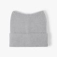 thumbnail image 1 of Cute Cat Ear Beanie Hat for Women and Teens, Soft Cable Knit Winter Hat, Warm Knitted Cap for Skiing, Snowboarding, Travel and Casual Outings - Grey, 1 of 6