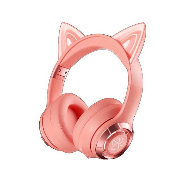 Cute Cat Ear Bluetooth Compatible Headset with LED Wireless Headset Children Girls Stereo Folding Sports Headset with Microphone