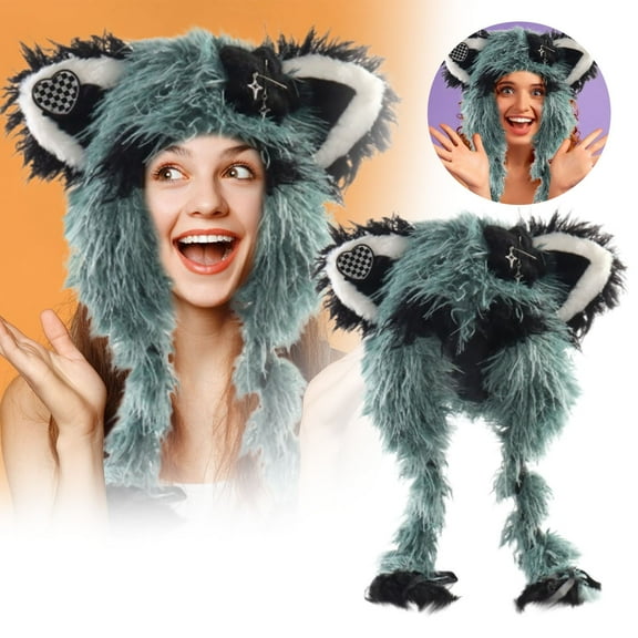 Cute Cat Ear Hat with Colorful Star Braids - Soft Fuzzy Animal Themed Beanie for , Christmas Gifts, and Daily Fashion | for Kids, Teens, and Adults (Size/Colour as Pictured)