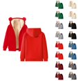 thumbnail image 1 of Cute Cat Ear Hoodies for Women Winter Long Sleeve Fleece Lined Zip Up Hooded Sweatshirt with Pockets Jacket Coat, 1 of 8