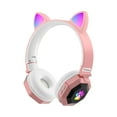 thumbnail image 1 of Cute Cat Ear Over‑Ear Bluetooth Headphones, Bluetooth 5.0, LED Glow Light, 7.1 Surround Sound, Foldable Stretchable, Comfort Wear, Long Battery, FM Card Support, Kids Adult Gift Headset, 1 of 5