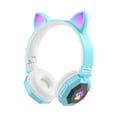 thumbnail image 1 of Cute Cat Ear Over‑Ear Bluetooth Headphones, Bluetooth 5.0, LED Glow Light, 7.1 Surround Sound, Foldable Stretchable, Comfort Wear, Long Battery, FM Card Support, Kids Adult Gift Headset, 1 of 2