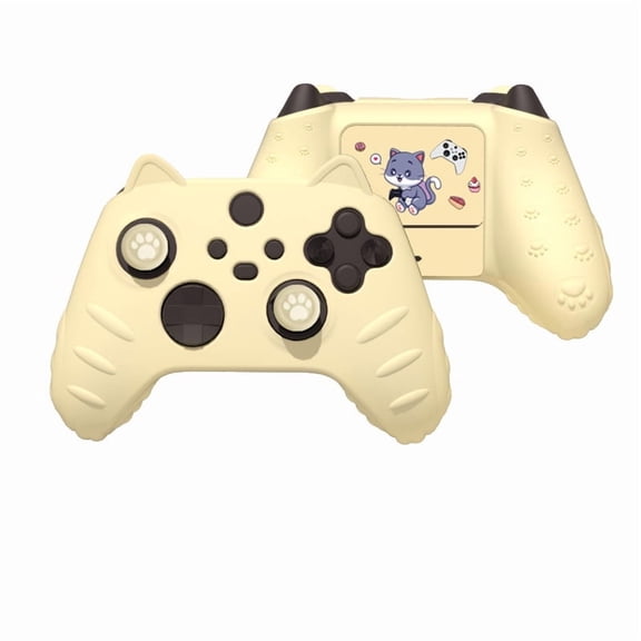 Cute Cat Ear Silicone Protective Skin Set for Xbox Series X/S Controller, Cat Paw Thumb Grips + Decor Sticker Accessories