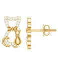 thumbnail image 1 of Rosec Jewels Cute Cat Earrings for Women - Certified Diamond Stud Earrings (HI-SI Grade), 14K Yellow Gold, 1 of 8
