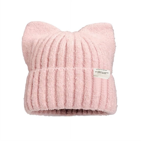 Cute Cat Ears Beanies For Women Autumn And Winter Warm Ear Protection Versatile Pullover Knitted Hats