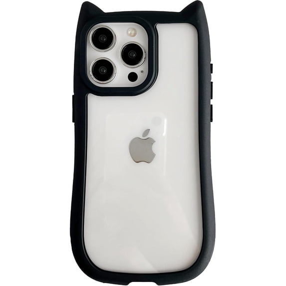 Cute Cat Ears Clear Phone Case Compatible with iPhone Case (Black,iPhone 12 Pro)