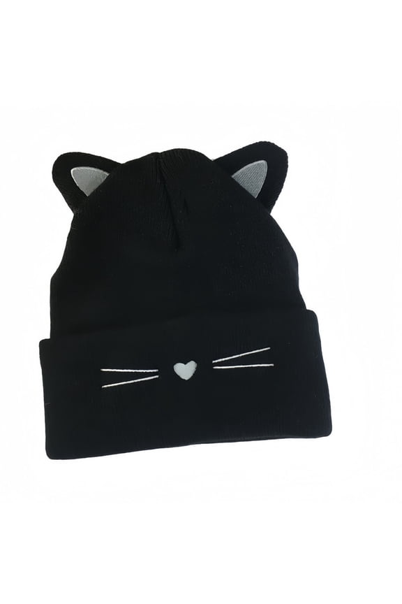 Cute Cat Ears Hats for Women Winter Knitted Beanie Hat for Outdoor Snow Ski Skull Cap