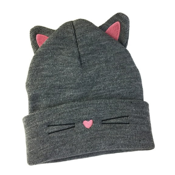 Cute Cat Ears Hats for Women Winter Knitted Beanie Hat for Outdoor Snow Ski Skull Cap