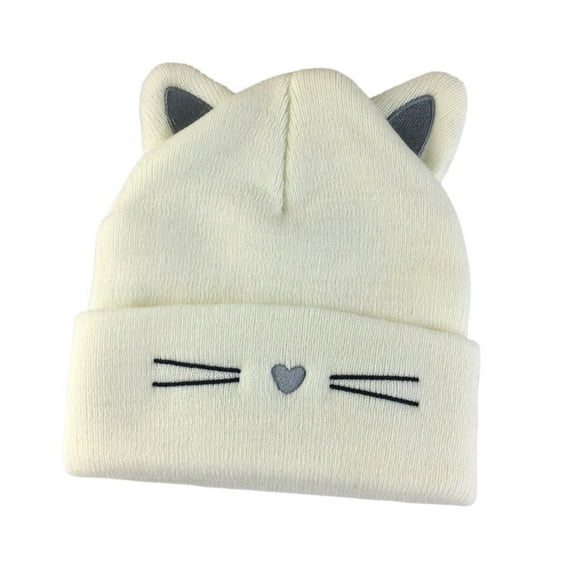 Cute Cat Ears Hats for Women Winter Knitted Beanie Hat for Outdoor Snow Ski Skull Cap