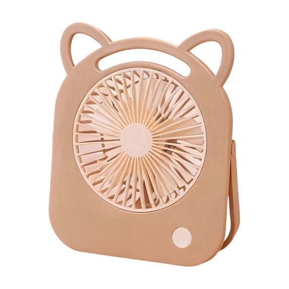 Cute Cat Ears USB Rechargeable Fan - Adjustable Angle Desktop and Handheld Electric Fan with Low Noise Operation for Home, Office, and Dorm Use, Compact Size, Lightweight Plastic,Coffee