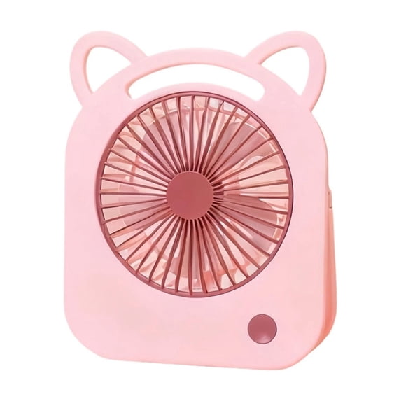 Cute Cat Ears USB Rechargeable Fan - Adjustable Angle Desktop and Handheld Electric Fan with Low Noise Operation for Home, Office, and Dorm Use, Compact Size, Lightweight Plastic,Pink