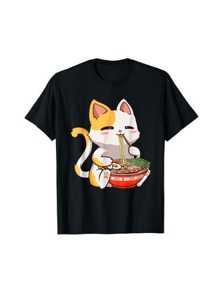 Ramen Cat Neko Anime Kawaii Japanese Merch Gifts Women Girls Unisex Form  T-Shirt