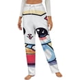 thumbnail image 1 of Cute Cat Eating Noodles Winter Female Pants Flannel High Waist Women Pants Lady Warm Straight Leg Plush Trousers, 1 of 7