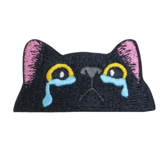 Cute Cat Embroidery Patch, Tactical Morale Badge with Hook & Loop Backing, Sew-on Decorative Applique for Backpacks, Jackets, Hats & Gear