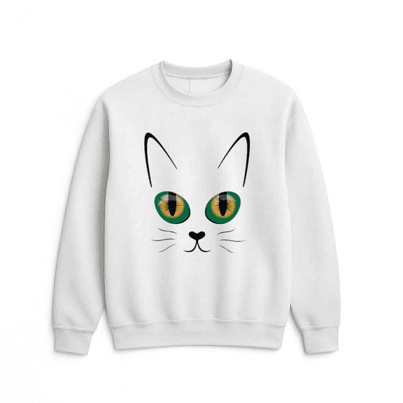 Cute Cat Face Black Kitty Minimal Retro Simple Animal Lover Sweatshirt, for men & women, up to size 5XL
