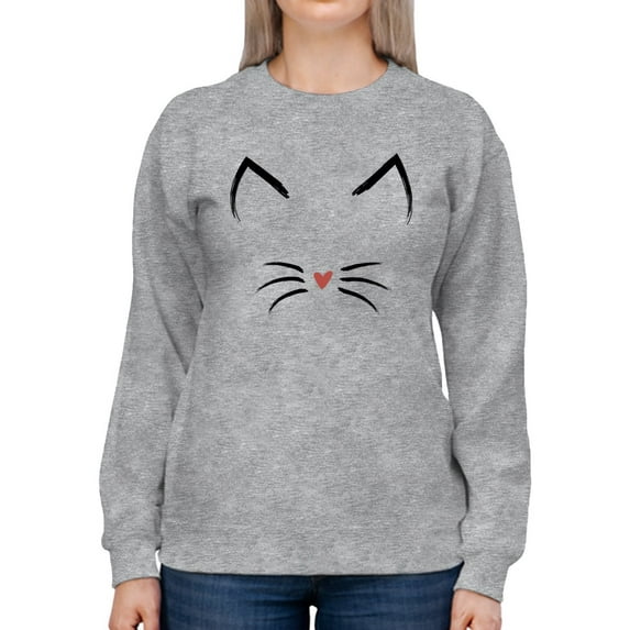 Cute Cat Face Design Women Sweatshirt, Female 3X-Large