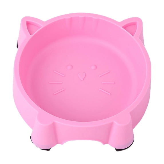 Cute Cat Face Plastic Pet Bowl, Small Non-Slip Feeding Dish for Kittens & Small Dogs, Easy Clean Pet Food Water Bowl