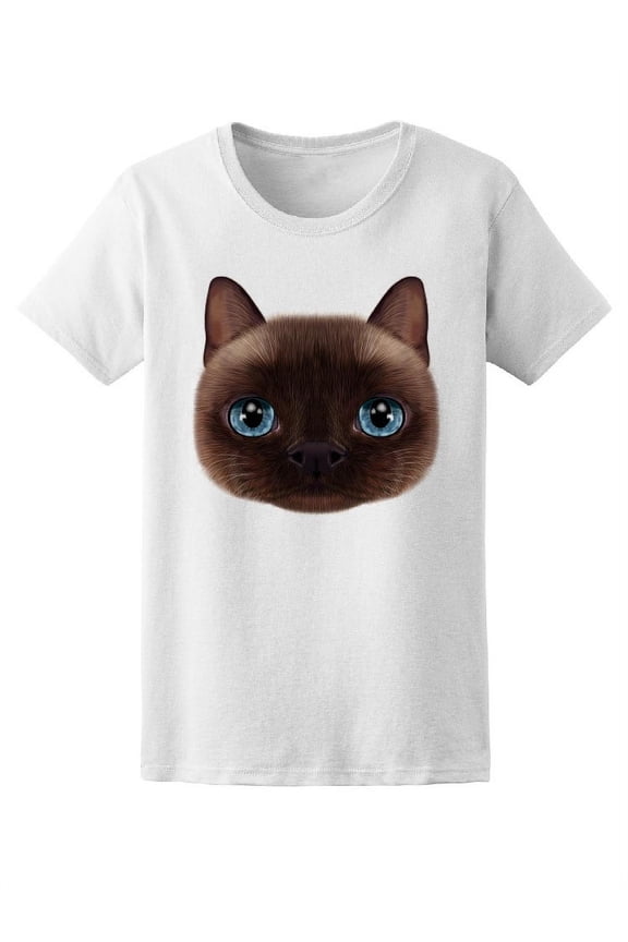 Cute Cat Face Portrait T-Shirt Women -Image by Shutterstock, Female Large