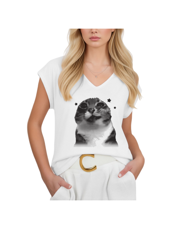 Cute Cat Face Shirt Print Tshirt Graphic Tees Shirts White Women Funny Cat Meme Sleeveless Casual Summer Tee Size S-5XL Tops