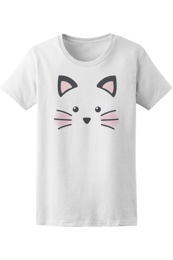 Cute Cat Face T-Shirt Women -Image by Shutterstock, Female Large