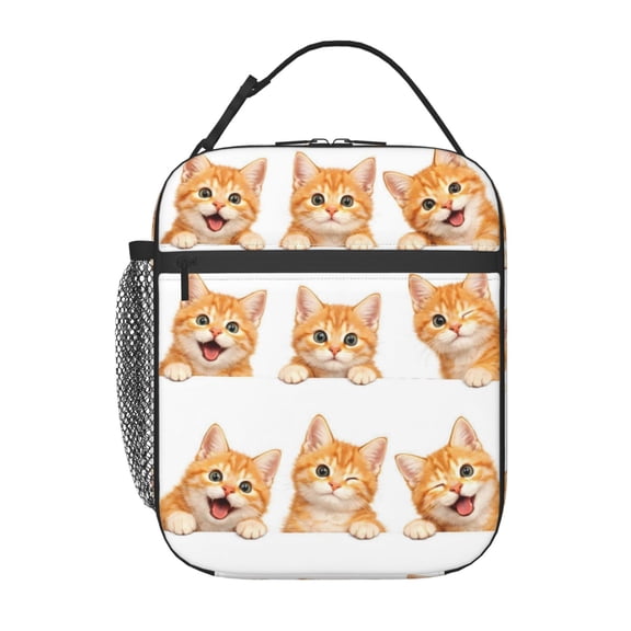 Cute Cat Faces Lunch Bag Portable Thermal Lunch Box for Men and Women