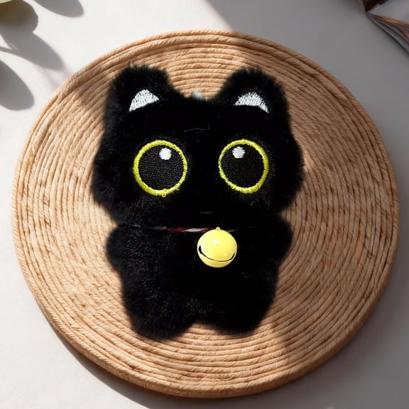 Cute Cat Family Plush Keychain, Soft Furry Big-Eyed White Cat Pendant, Hanging Ornament for Keys, Bags, Backpacks & Purses, Adorable Gift for Cat Lovers, 3.15in, G