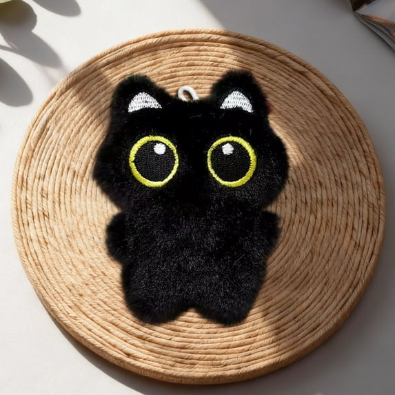 Cute Cat Family Plush Keychain, Soft Furry Big-Eyed White Cat Pendant, Hanging Ornament for Keys, Bags, Backpacks & Purses, Adorable Gift for Cat Lovers, 3.15in, A