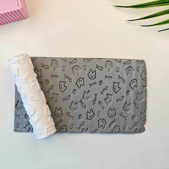 Cute Cat Fish Bone Embossing Roller - Fun Tool for Soft and Ultra-Light Clay Crafting