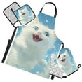thumbnail image 1 of Cute Cat Flying in Sky 5 Pcs Kitchen Set Heat Resistant Oven Mitts and Non-Slip Pot Holders with Adjustable Cooking Apron, 1 of 6