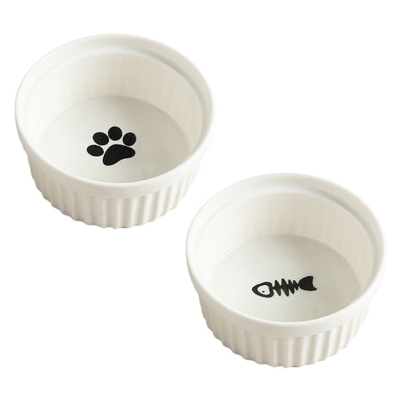 Ceramic Cat Bowls, Pet Bowl Cat Dishes for Food and Water,Puppy Food Bowl 2 Pack Cat Food Bowl Set - type:style1