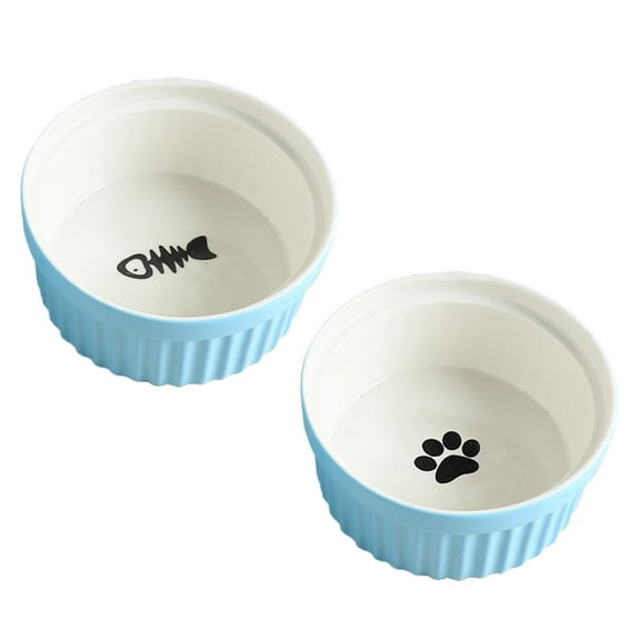 Ceramic Cat Bowls, Pet Bowl Cat Dishes for Food and Water,Puppy Food Bowl 2 Pack Cat Food Bowl Set - type:style4